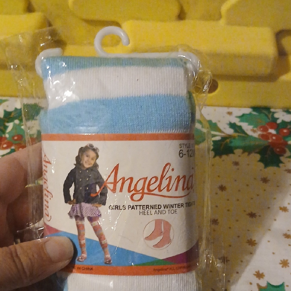 Angelina  Girls' Patterned Winter Tights Heel And Toe Size 6-12M